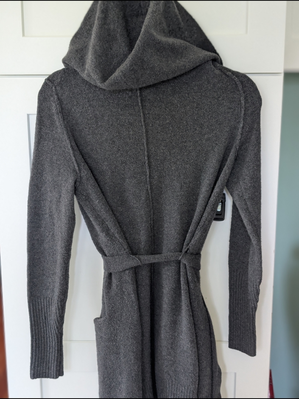 GAP Dark Charcoal Hooded Belted Cardigan - Picture 3 of 3